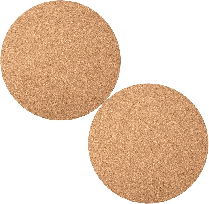 Boao 2 Pcs 12 Inch Large Cork Plant Coaster Round Cork Mat Trivet Absorbent