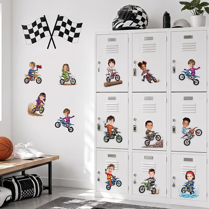 120pcs Motorcycle Avatar Cutouts Motorcycle Bulletin Board Decorations Back to