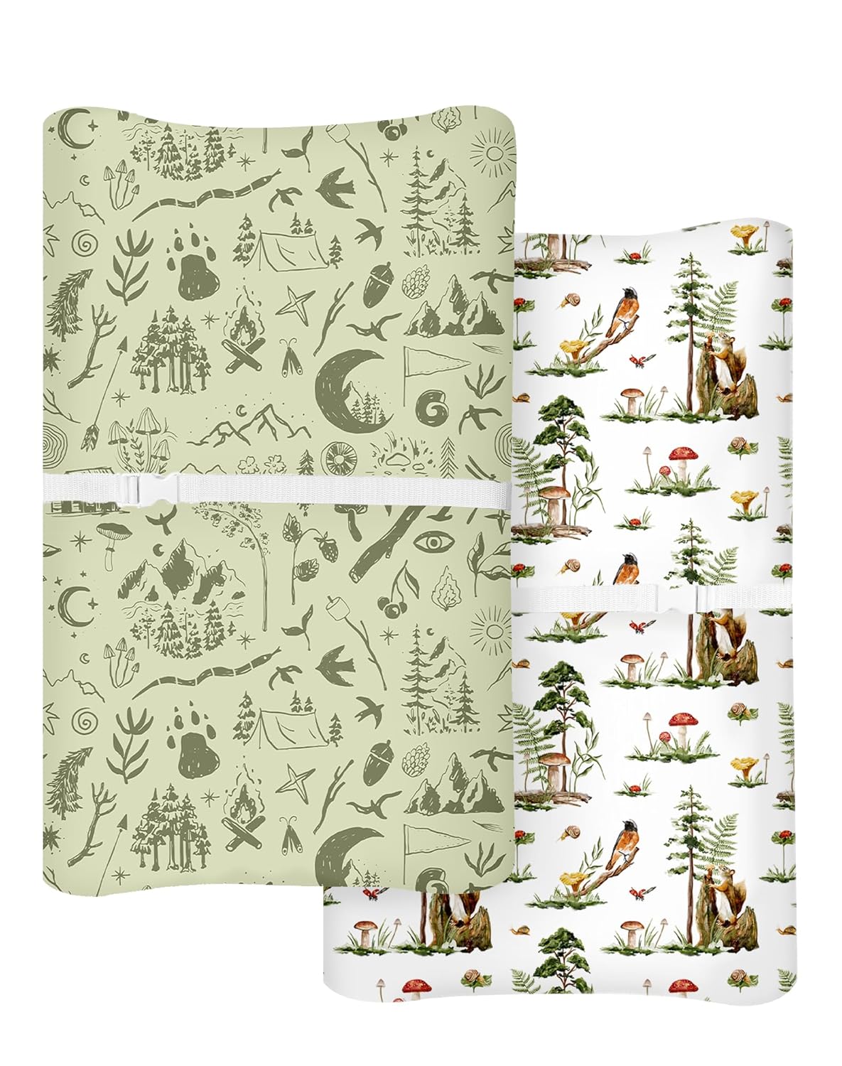 Changing Pad Cover for Baby Boys Girls 2 Pack, Fits Standard 32”×16” Changing Table Pads, Silky Breathable Stretch Knit, Machine Washable (Bear Tracks)