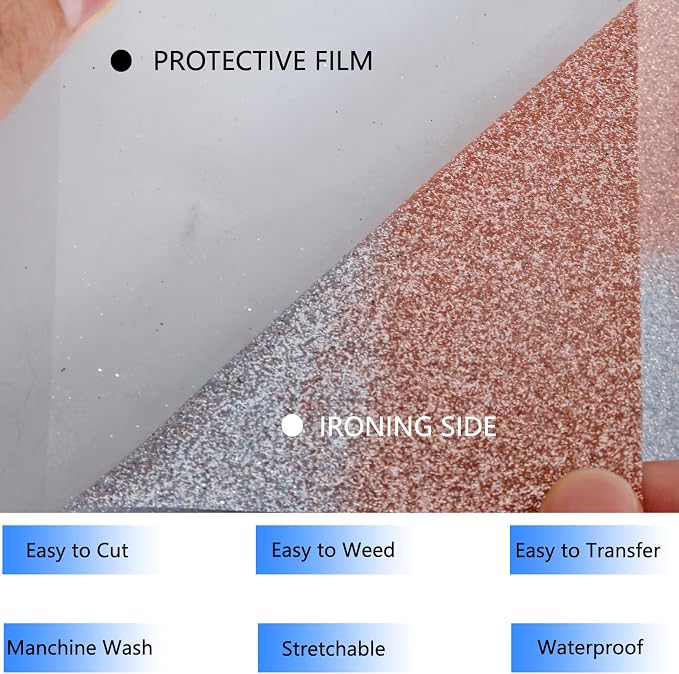 HTVVETUR Glitter Rainbow Heat Transfer Vinyl