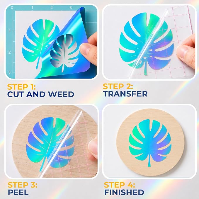 Holographic Vinyl Permanent Metallic Opal Vinyl Sheets Strong Foil Adhesive