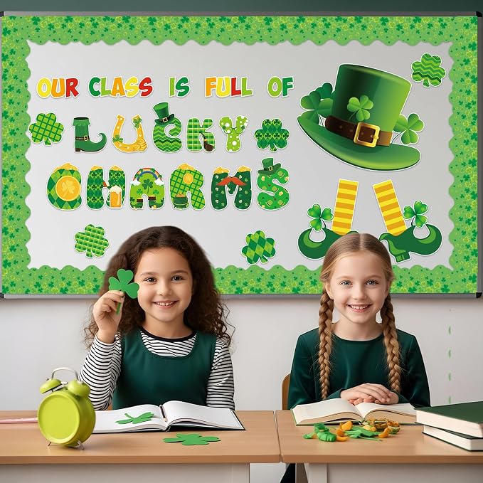 69 Feet St Patricks Day Bulletin Board Borders Lucky Green Shamrock Clover