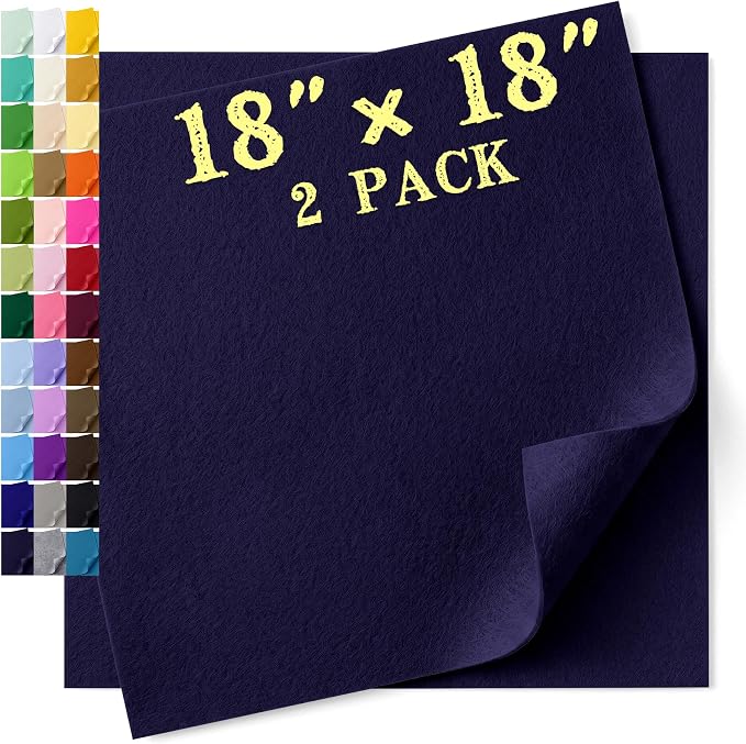Felt Fabric Sheet 18 x 18 Inch, 1.6mm Thick | Soft and Flexible Nonwoven