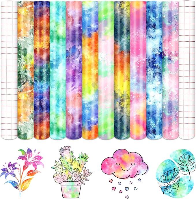 Tintnut Spring Watercolors Permanent Vinyl 10 Sheets 12x10in Adhesive Vinyl |