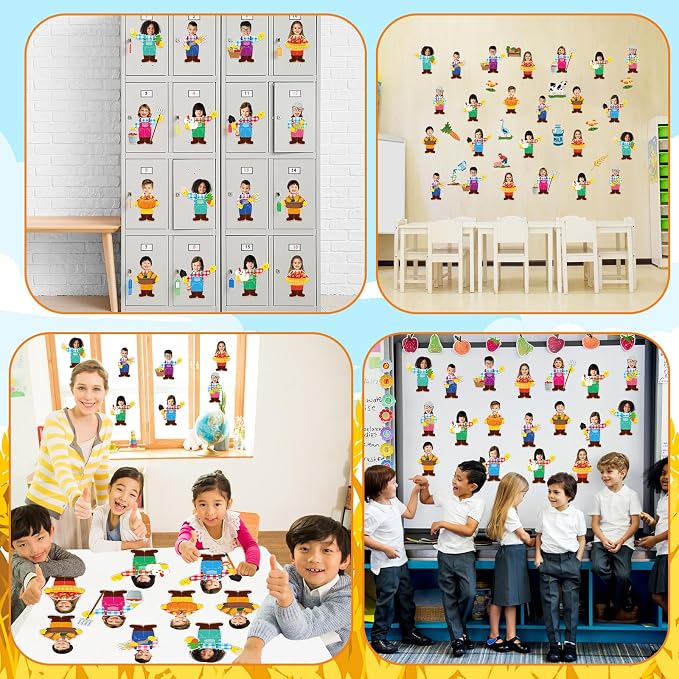 gisgfim 80Pcs Farm Animal Farmer Cutouts Back to School Decorations Bulletin