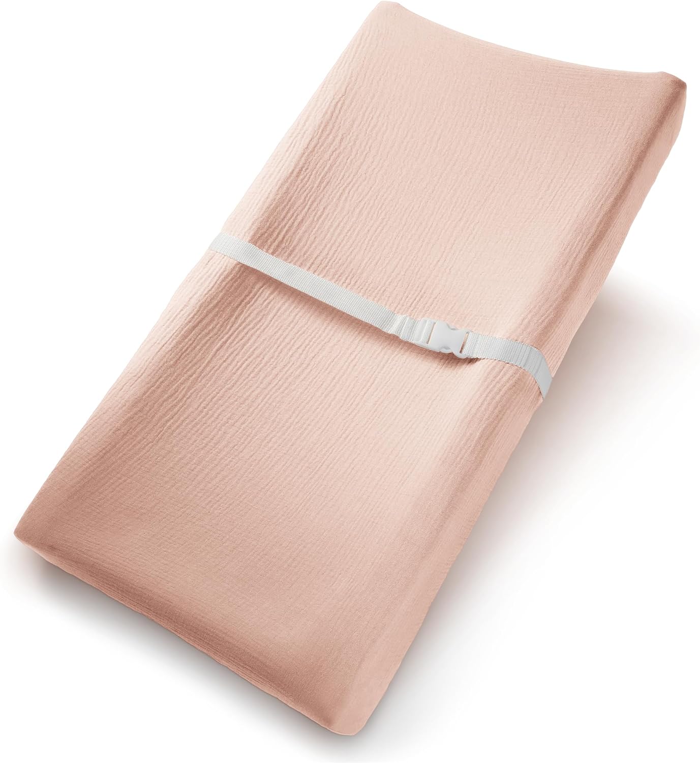 Comfy Cubs Muslin Fitted Changing Pad Cover - Soft, Breathable & Washable 100% Cotton Fitted Sheet for Baby's Comfort - Universal Fit for Flat & Curved Baby Changer Pad - Blush