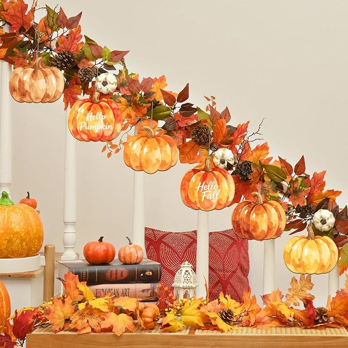 COCHIE Fall Pumpkin Wood Crafts to Paint Set of 24, Autumn Pumpkins Unfinished