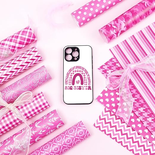 Tintnut Pink Plaid Pattern Permanent Vinyl 10 Sheets 12"x10" Adhesive Vinyl |