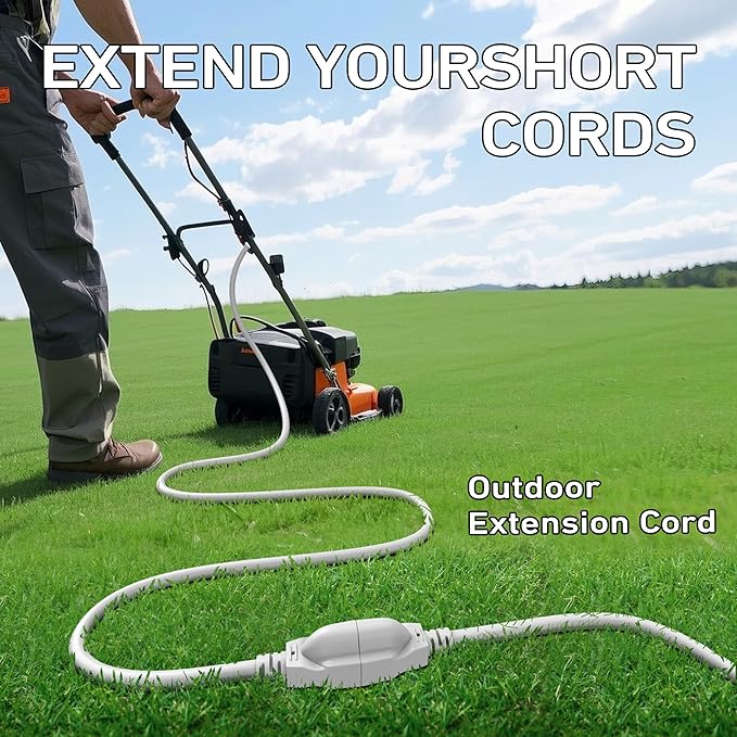 LUCKY TL Indoor Outdoor Extension Cord, 16/3 Gauge White Long Extension Cord 25ft, Waterproof Flexible Case, Made of Pure Copper, 13A 1625W 16AWG SJTW, 3 Prong Heavy Duty Wire, ETL