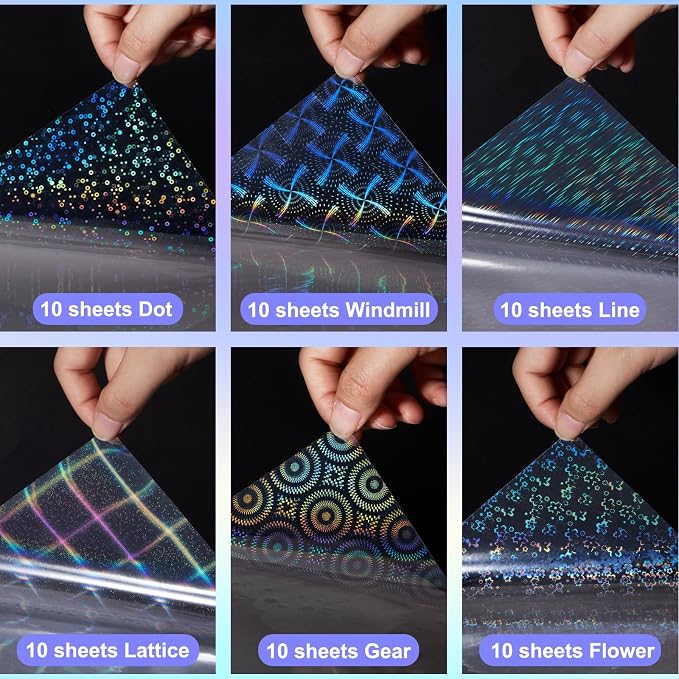 Clabby 36 Sheets Holographic Sticker Paper A4 Vinyl Holographic Laminate Sheets