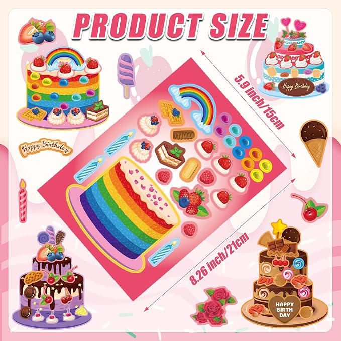32 Sheets Create Cake of Dreams Stickers, Make Your Own Cake Stickers