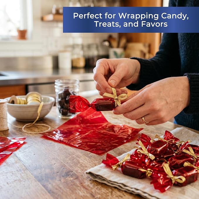 FIESTA WRAPS Red Cellophane Sheets 150-Pack