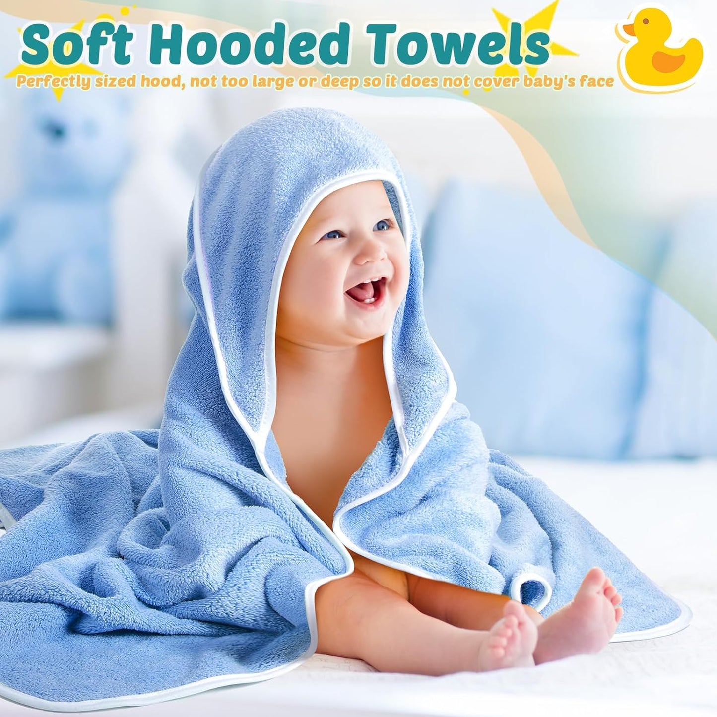 Chumia 6 Pack Baby Bath Towel Coral Fleece Soft Absorbent Newborn Hooded Towel for Kid 30 x 30 Inch Toddler Bath Blanket for Babies Infant Shower Gift(Gray/Beige/Blue)