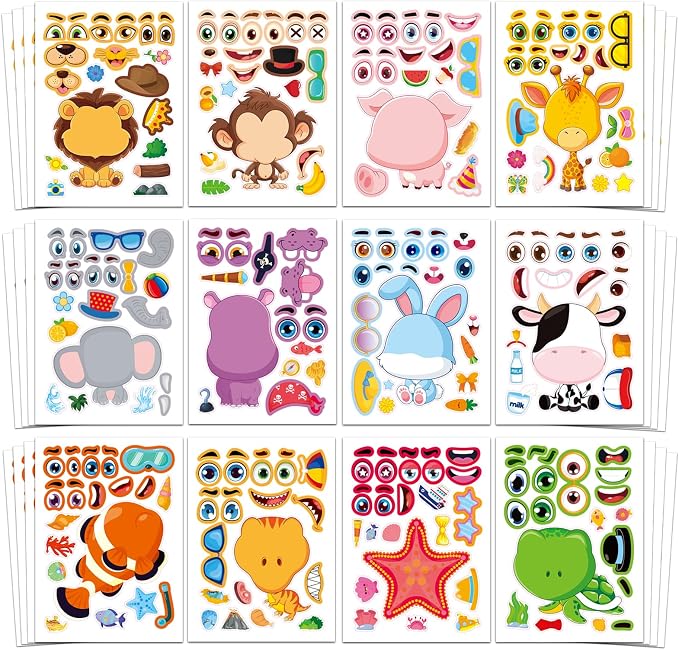 Aowplc 48 Pcs Make-a-Face Sticker Sheets