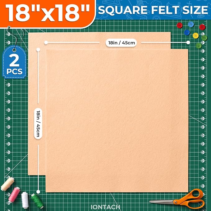 IONTACH 18" X 18" Soft Felt Sheets 1.6mm Thick | Acrylic Felt Fabric Sheets