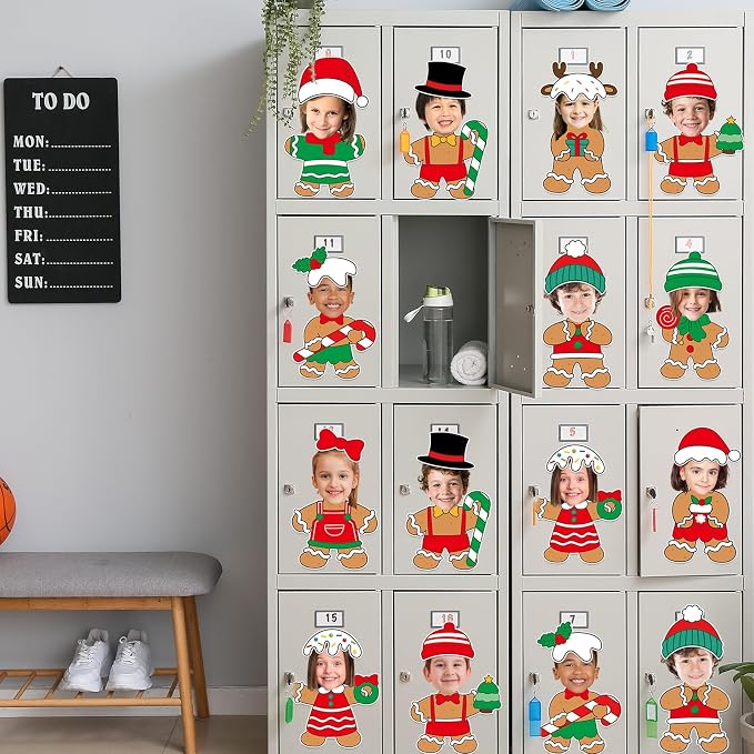 60pcs Christmas Theme Cutouts Gingerbread Man Bulletin Board Decoration Xmas