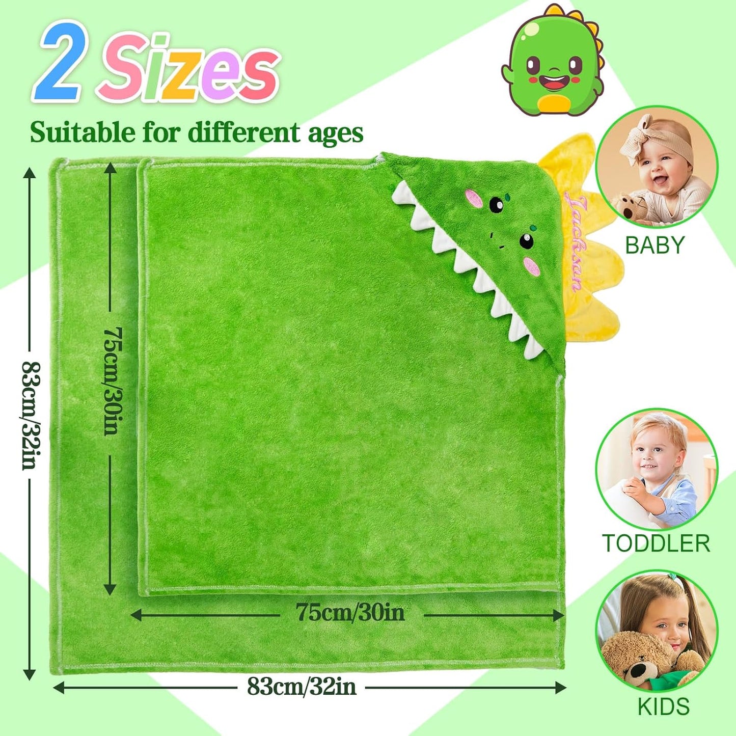 Custom Hooded Baby Towel with Name, Personalized Soft Highly Absorbent Bath Towels, Dinosaur Baby Towels for Girls Boys, Easter Brithday for Infant, Toddler, Newborn Essentials