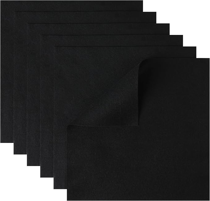 HaoFeiJH 6 Pcs Black Soft Felt Fabric Sheets