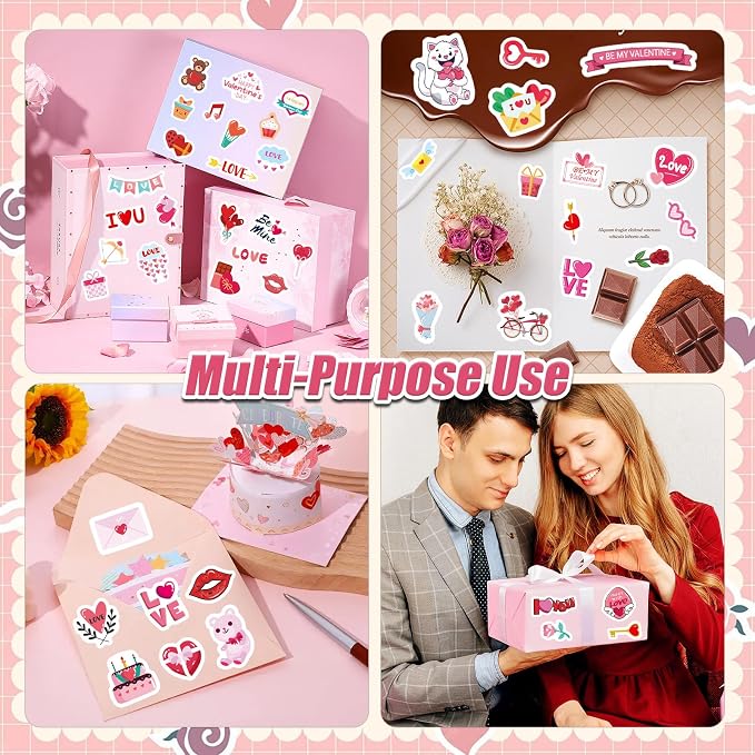 24 Sheets Valentine Stickers for Kids