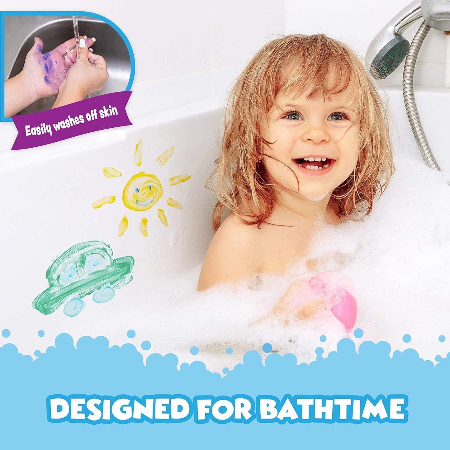 Tub Works® Bath Paint Soap Bath Toy, Pastel 6 Pack | Non-Toxic | Washable Bathtub Paint for Finger Painting on Tub Walls | Ideal Toddler Bath Toys for Creative Play | Easy to Clean, Fun Paint Soap