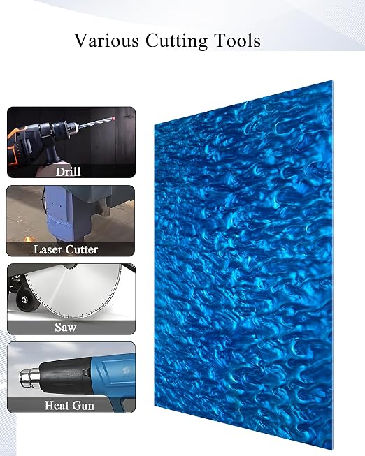 TOEPODO Pearlescent Ripple Cast Acrylic Sheets 1/8inch Thick Marble Acrylic