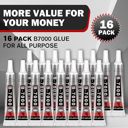 ALECPEA B7000 Bedazzling Glue, 16 Pack 15ml Clear Rhinestone Adhesive