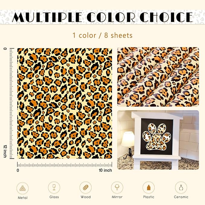 Tintnut Leopard Permanent Vinyl 8 Sheets 12x10in Orange Adhesive Vinyl |