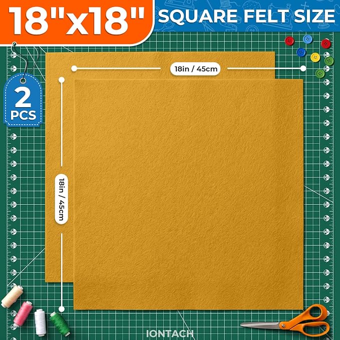 IONTACH 18" X 18" Soft Felt Sheets 1.6mm Thick | Acrylic Felt Fabric Sheets