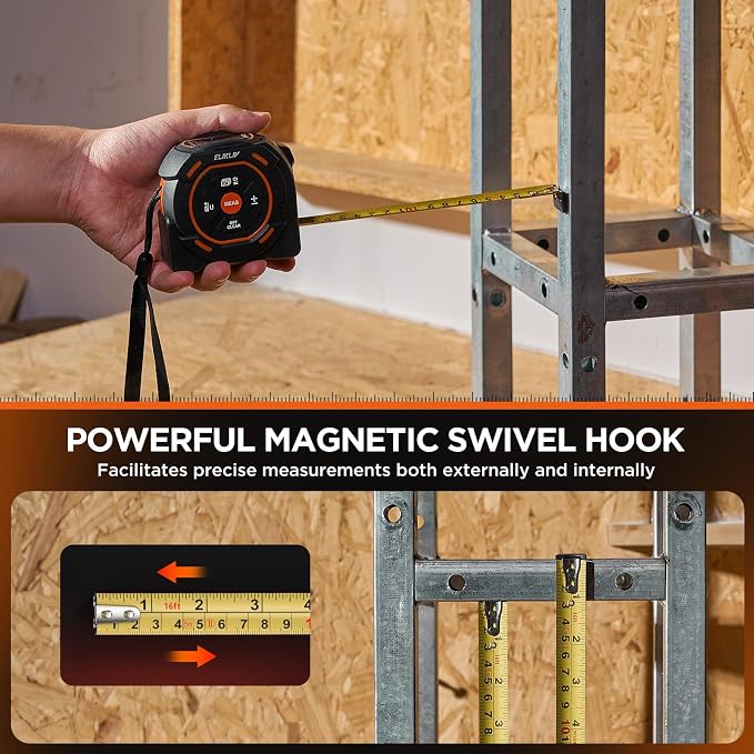 Laser Tape Measure 2-in-1, 197Ft Laser & 16Ft Digital Tape Measure | LCD Display
