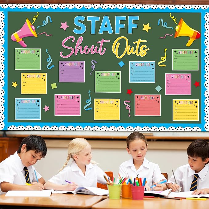 Staff Shout Outs Bulletin Board Decorations Colorful Back to School Bulletin