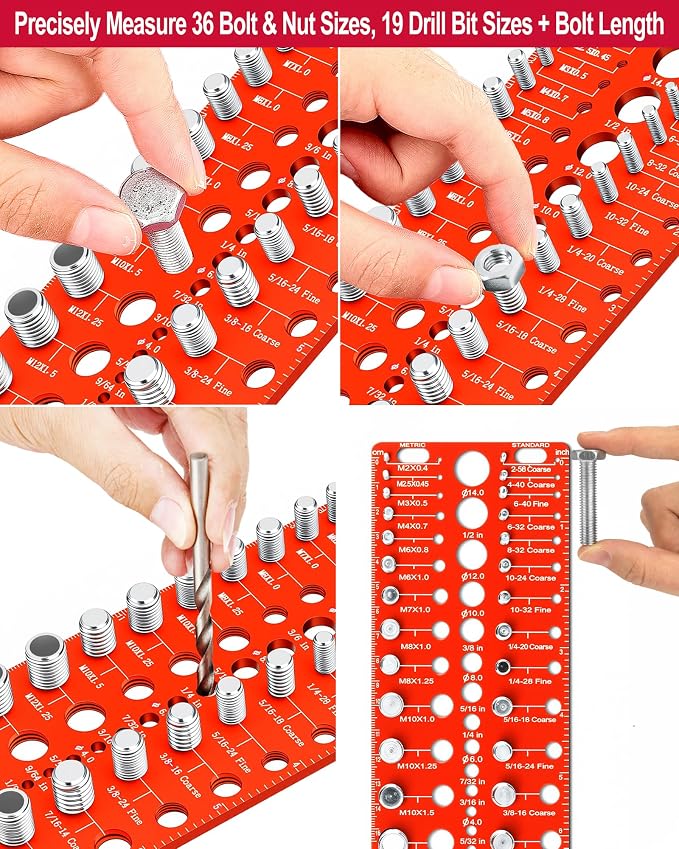 Manalete Thread Checker, Nut and Bolt Thread Checker, Screw Size and Thread