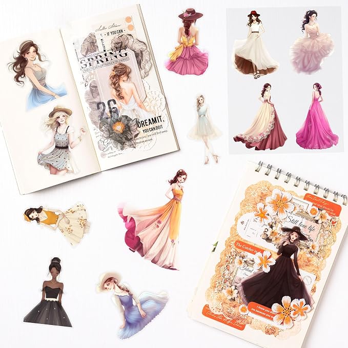 JOYCHOIC Scrapbook Stickers Set, Junk Journal Supplies, Aesthetic Transparent