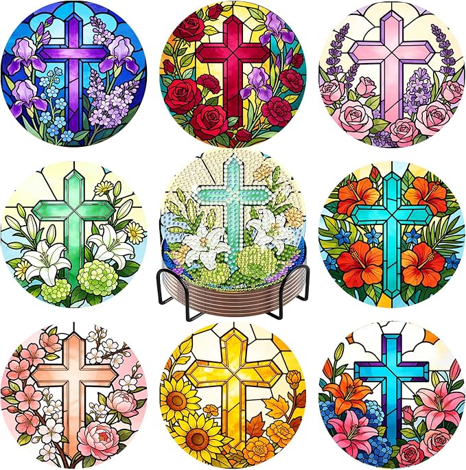 8-Pack Diamond Art Coaster Kit