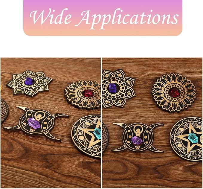 10 pcs 5 Styles Moon Flower Theme Wooden Crystal Display Star Round Lotus