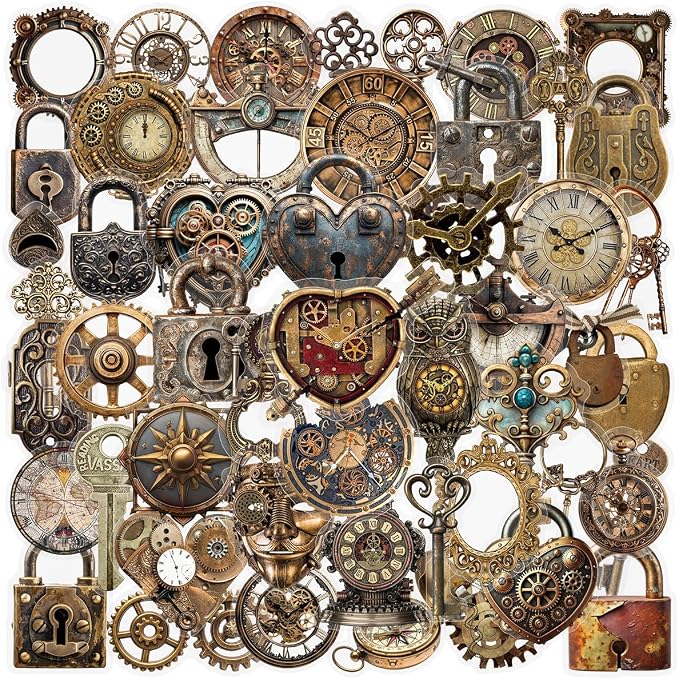 50 PCS Retro Mechanical Stickers