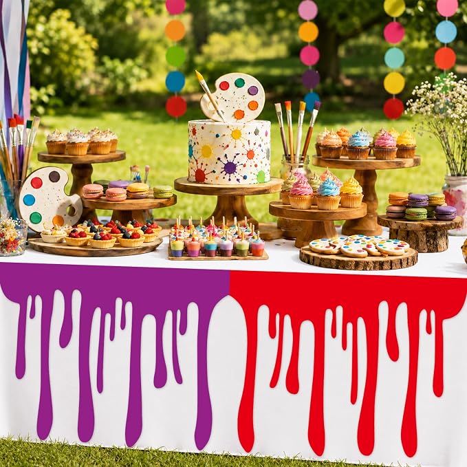 8 PCS Art Themed Party Table Skirt Back to School Felt Table Skirts Colorful