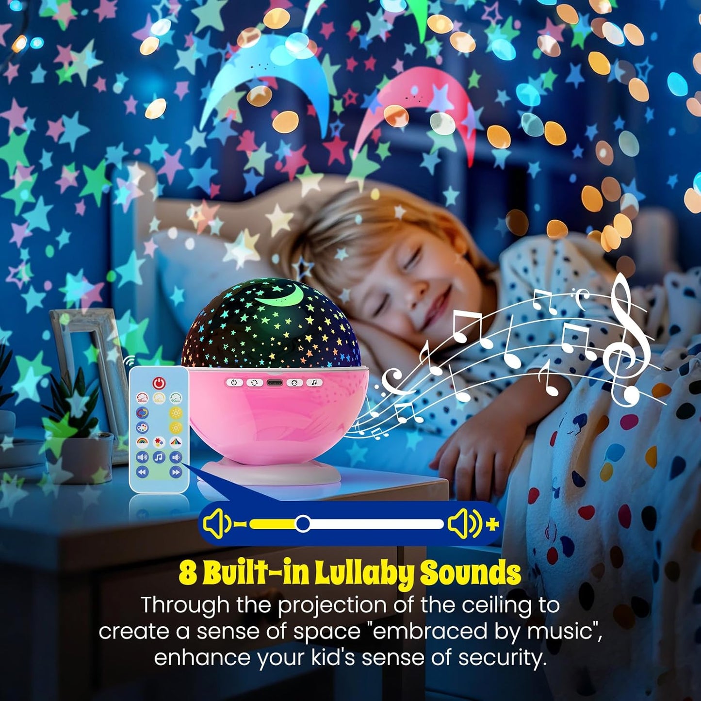 Kids Star Night Light, Night Light Projector,Nebula Star Projector 360 Degree Rotation - 6 LED Bulbs 18 Light Color Changing with USB Cable, Romantic Gifts for Men Women Children (Pink)