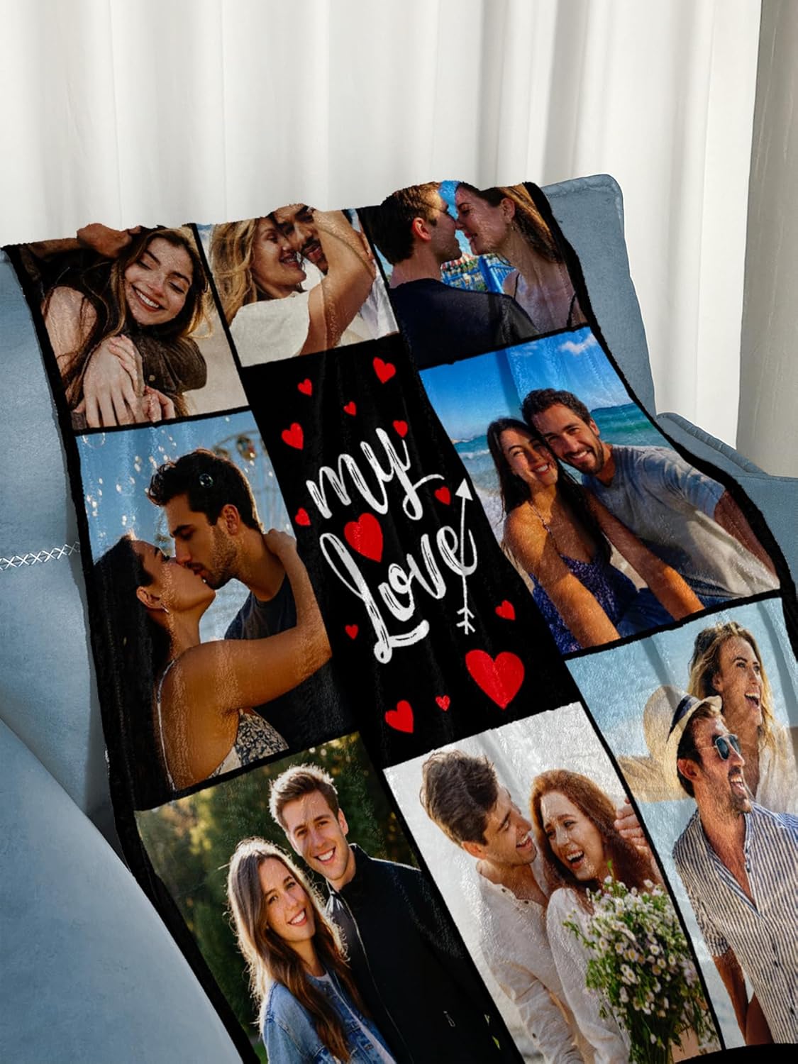 Custom Blanket with Picture Personalized Blanket Customizable Blanket Photo Blankets Customize Valentines Day Gifts for Her Him Girlfriend Boyfriend Wife