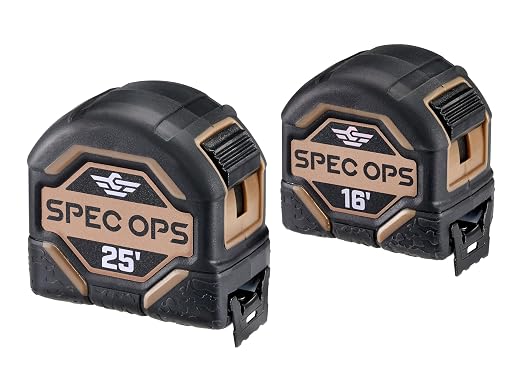 Spec Ops Tools Tape Measure for Measuring & Layout, 1 1/8" Double-Sided Blade