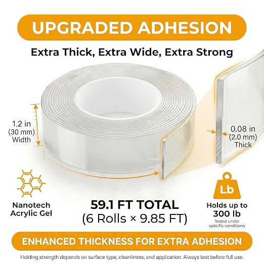 Double Sided Tape Heavy Duty, Picture Hanging Adhesive Strips)
