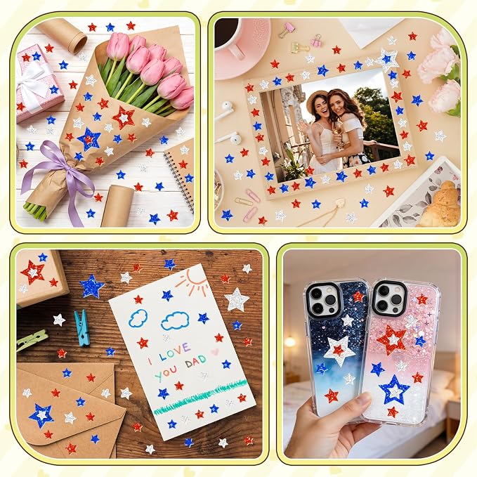 1384Pcs Glitter Foam Stickers, Colorful Self Adhesive Geometric Foam Stickers