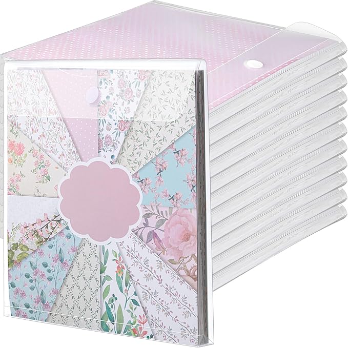 Henoyso 12 Pcs 12 x 12 Scrapbook Paper Storage Organizer Top Loading Plastic