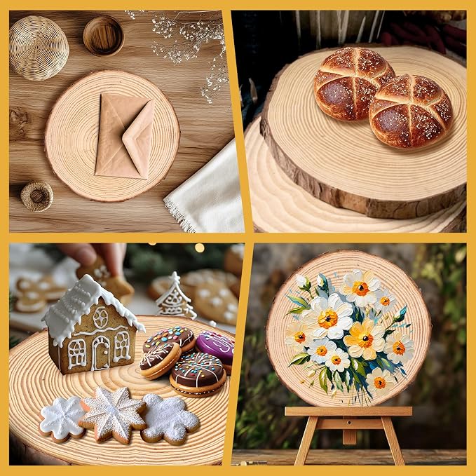 FSWCCK 2 Pack Nature Unfinished Round Wood Slices, 8-9 Inches Wooden Circle