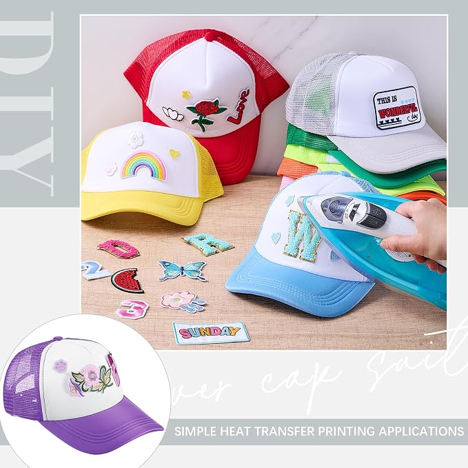 Hercicy 12 Pack DIY Trucker Hats Kit, Sublimation Blank Baseball Caps