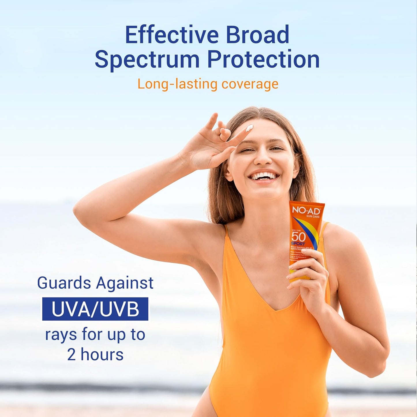 NO-AD SPF 50 SPORT Sunscreen Lotion | Hypoallergenic | Broad Spectrum UVA/UVB Protection | Water Resistant | Octinoxate & Oxybenzone Free with moisturizing Vitamin E and Aloe 3oz | Pack of 3