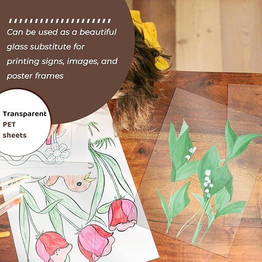 TKOnline 10 PCS Plexiglass Sheets, 8.5" x 11" x 0.02 Clear PET Sheet Panels