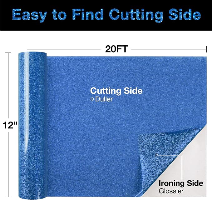 TORC Royal Blue Glitter HTV Heat Transfer Vinyl Roll 12 inch x 20 ft Iron on