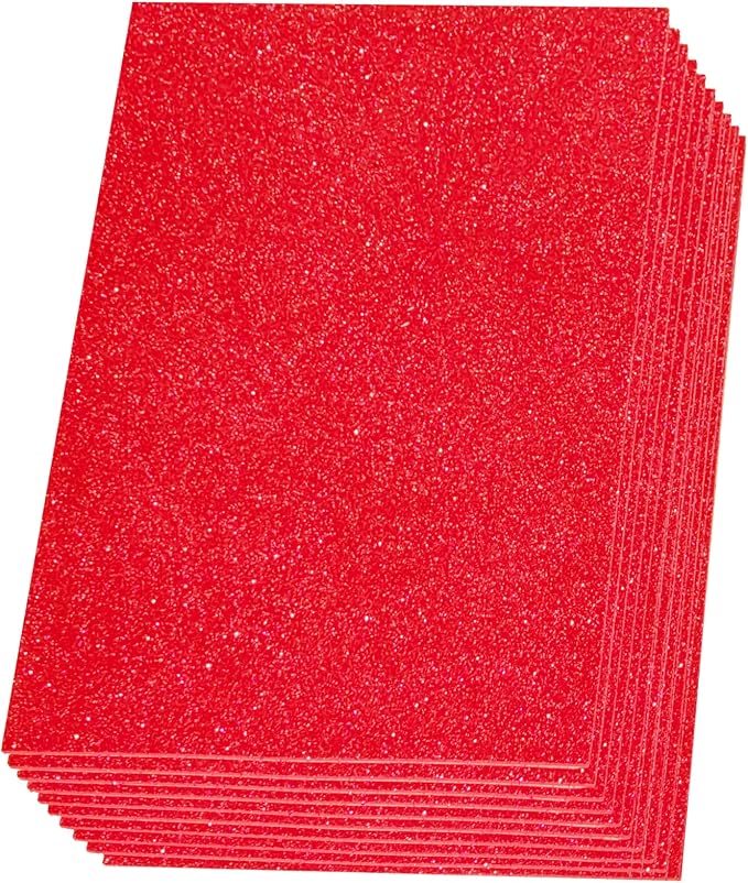 SALEMAR Red Sticky Glitter Foam Sheets