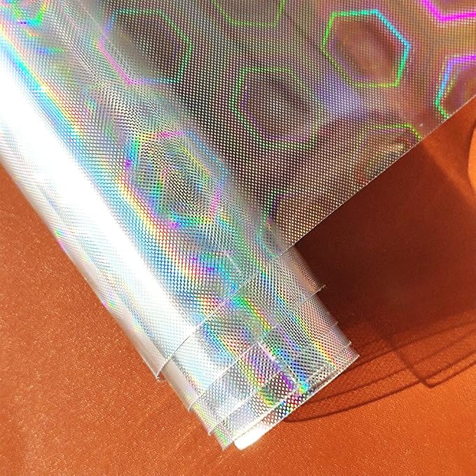 HYANG Transparent Pentagon PVC Super Clear Holographic Vinyl Faux Leather