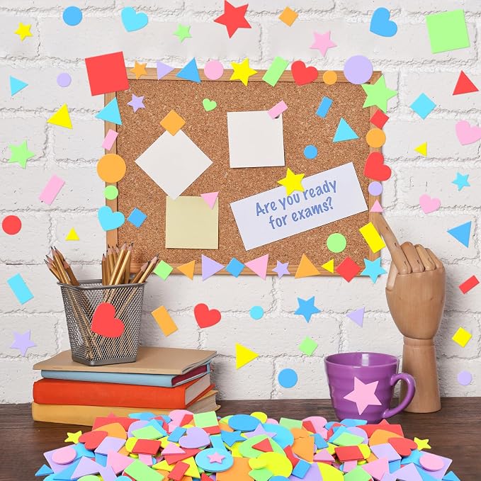 810Pcs Foam Stickers Foam Shape Stickers Colorful Self Adhesive, 8 Colors Heart
